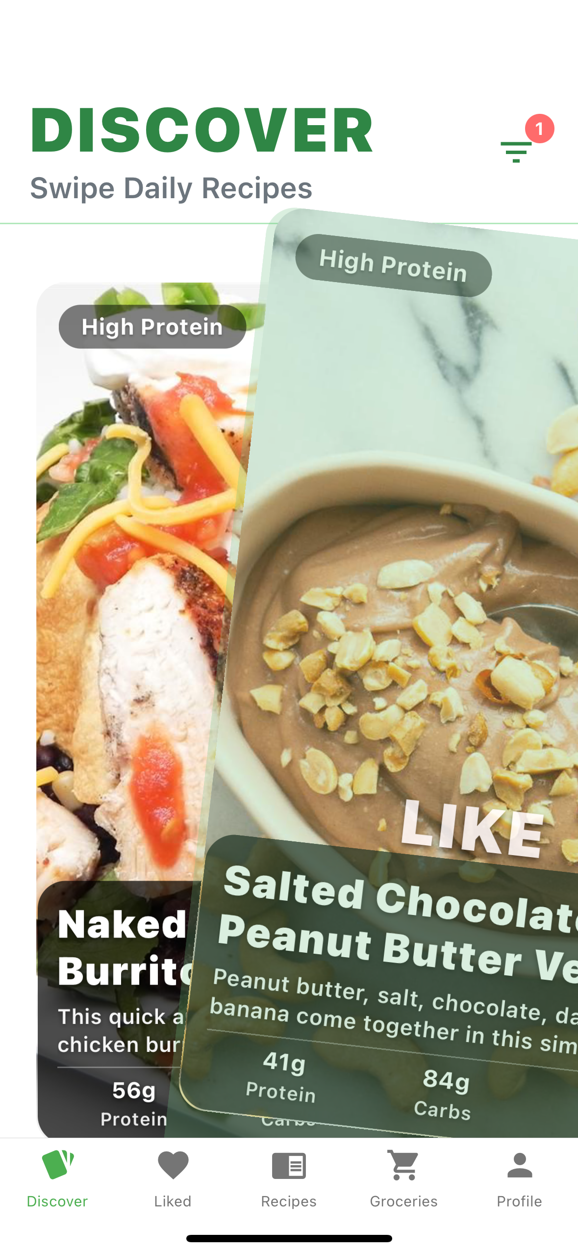 Grubify Swipe Interface